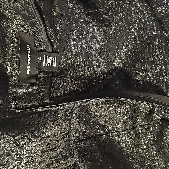 Who What Where Black Metallic Stretch Bodycon Pencil Skirt Size 14 - Picture 8 of 9